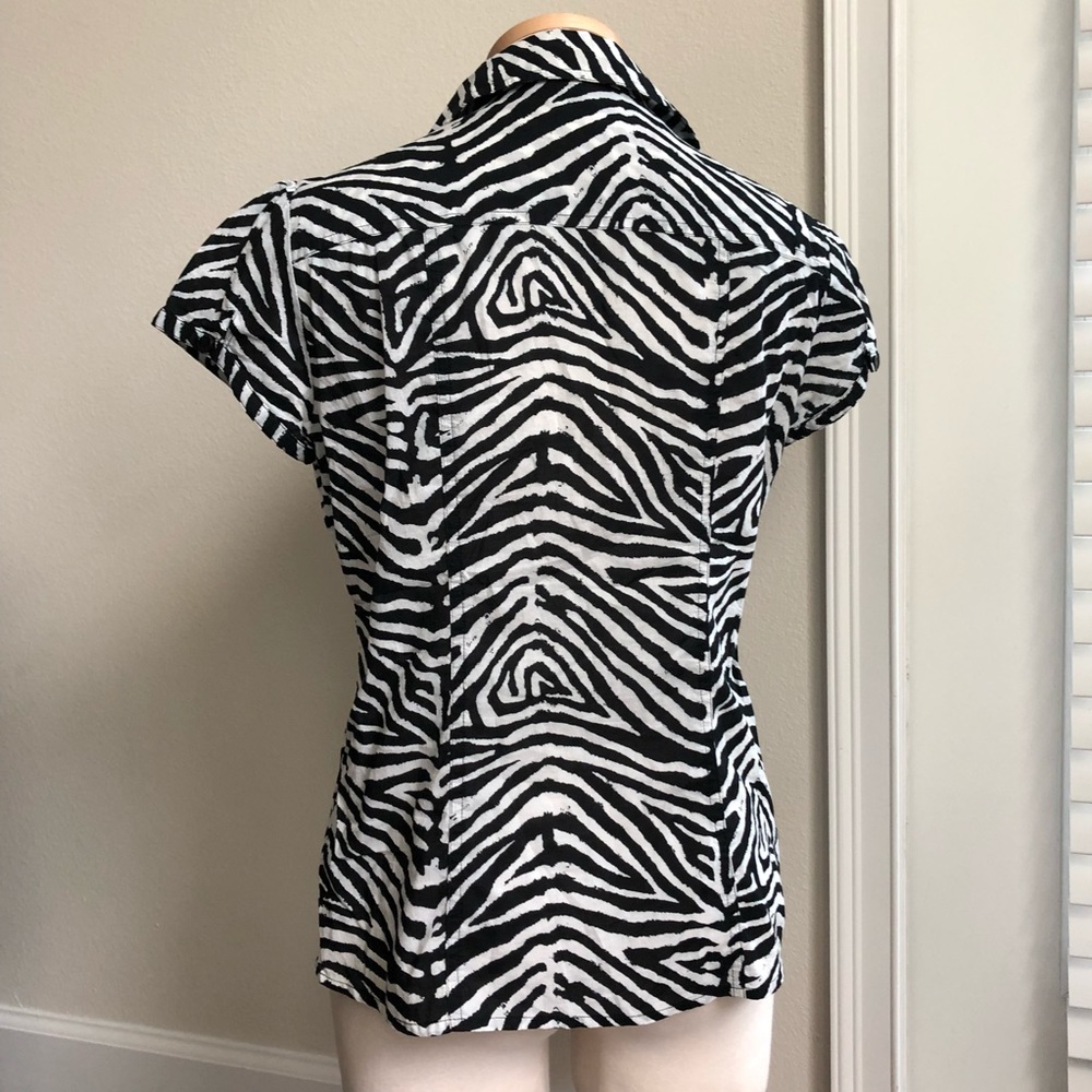 Michael Kors Zebra Print Button Down Career Shirt - Picture 4 of 10